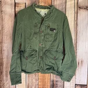 Diesel Military Utility Jacket Army Green Cotton Casual Classic Pockets Large